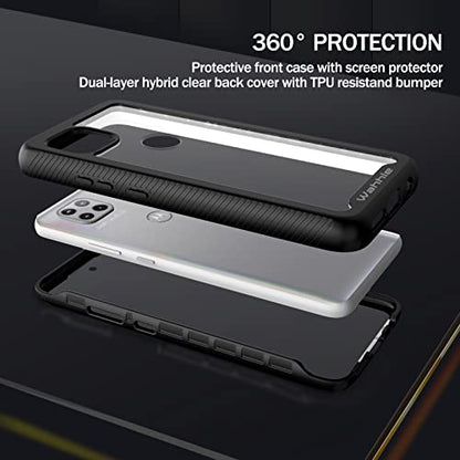 Compatible with Motorola One 5G Ace Phone Case, Built in Screen Protector Full Body Shockproof Slim Fit Bumper Protective Phone Cover for 1 5G Ace Men Women-Black/Clear - size: Motorola One 5G Ace