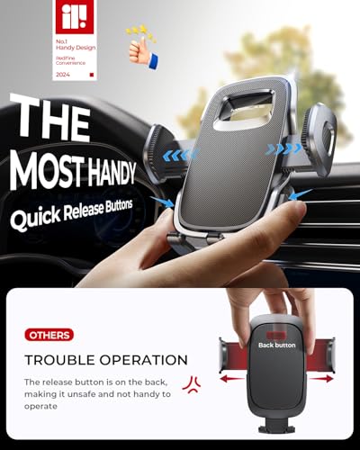 2026 Upgraded Air Vent Phone Mount for Car with New Metal Hook Clip, Handy - color: Black Grey