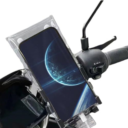 Handlebar Phone Holder – Waterproof Motorcycle Mobile Bag, Transparent Touchscreen Case with Charging Port | Phone Storage for Cycling Riders Delivery Takeaway Outdoor Commuting Adventure Travel