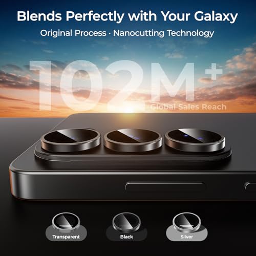 BENKS GlassWarrior Camera Lens Protector for Samsung Galaxy S26 Ultra, 9H Tempered Glass, Anti-Reflective HD Clarity, Ultra-Thin Scratch Resistant, Individual Metal Lens Ring Design (Black) - color: Black