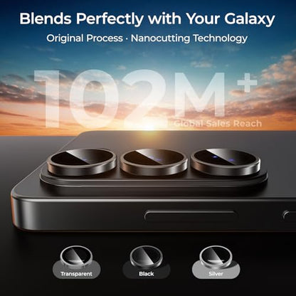 BENKS GlassWarrior Camera Lens Protector for Samsung Galaxy S26 Ultra, 9H Tempered Glass, Anti-Reflective HD Clarity, Ultra-Thin Scratch Resistant, Individual Metal Lens Ring Design (Black) - color: Black