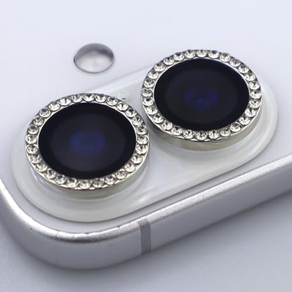 BONVAN for iPhone 17 Camera Lens Protector Bling Glitter Diamond Metal Crystal Tempered Glass Screen Accessories Rhinestones Lens Cover (Silver) - color: Silver