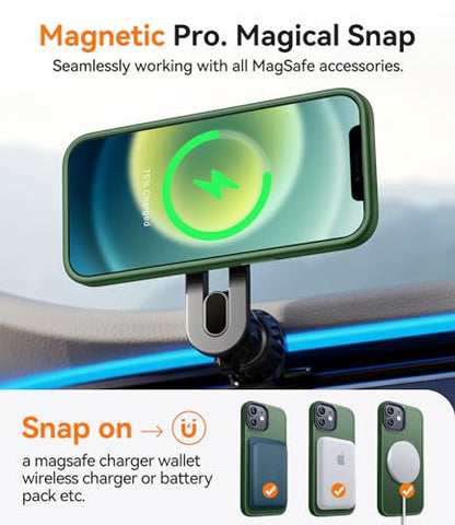 CANSHN Magnetic for iPhone 12 Case/iPhone 12 Pro Case, Deep Green | Translucent Matte, Compatible with MagSafe, Heavy Duty Protection, Scratch Resistant, Slim Fit, Pocket Friendly - color: Matte Magnetic & Deep Green