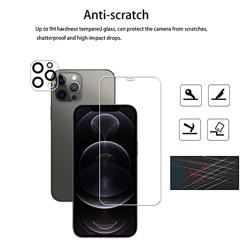 Easy Alignment Frame Designed For iPhone 12 Pro Max Tempered Glass Screen Protector 2-Pack Camera Lens Protector Film 2-Pack