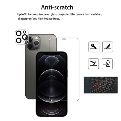 Easy Alignment Frame Designed For iPhone 12 Pro Max Tempered Glass Screen Protector 2-Pack Camera Lens Protector Film 2-Pack