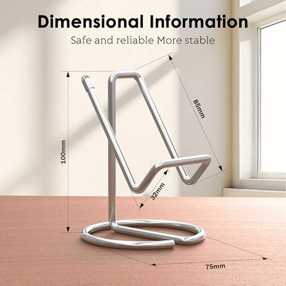 Metal Cell Phone Stand for Desk, Cute One-Piece Phone Holder, Stable Desktop Display Dock for iPhone, iPad, Samsung, Tablets & All Mobile Phones, Silver - color: Silver