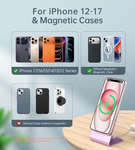 Magnetic Wireless Charger Stand + Charging Pad for iPhone Duo/18-12 Series - color: Pink