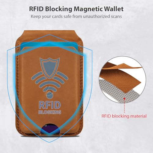 Belemay Crazy Horse Leather Magnetic Wallet for MagSafe Adjustable Stand - color: Sunset Tan