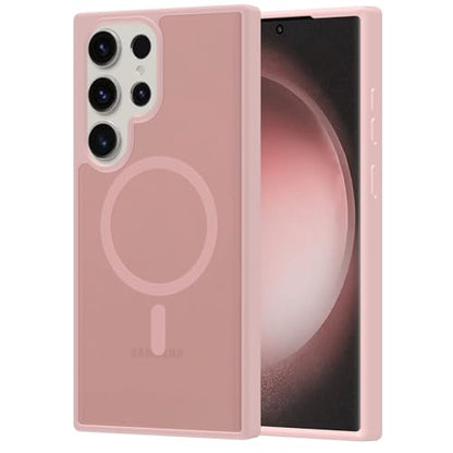for Samsung Galaxy S23 Ultra Case Magnetic, Compatible with Magsafe 6.8 Inches Slim Fit Heavy Duty Protection Wireless Charging Lightweight Shockproof Anti-Slip Protective Phone Cover, Pink - color: Pink Magnetic