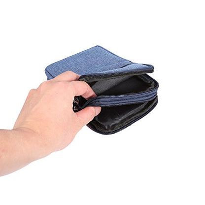 Men's Cell Phone Waist Bag Vertical, Cellphone Belt Loop Holster, Outdoor Sport Travel Nylon Small Mobile Phone Pouch Smartphone Waist Bag with Carabiner Hook Pen Holder Zipper Handbag Carrying Case - color: Blue
