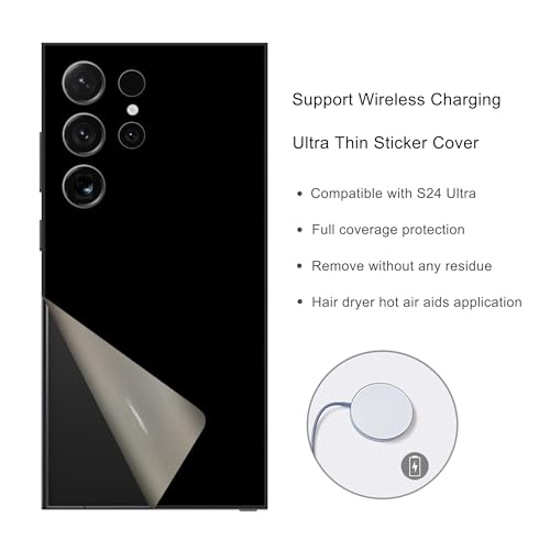 2 Pack Skin Wraps Compatible with Samsung Galaxy S24 Ultra (Black) - color: Black