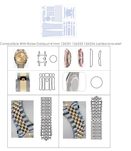 Protective Film for Rolex Datejust 41mm Ref. 126331 126333 126334 Jubilee bracelet. Transparent skin full watch Screen Protector Body Cover Sticker(Full Body Film x2) N