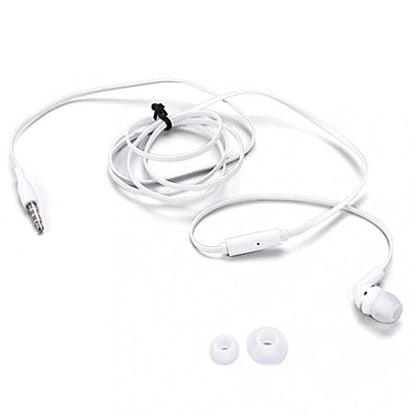 Premium Flat Wired Headset Mono Hands-Free Earphone w Mic Single Earbud Headphone Earpiece in-Ear [3.5mm] White for MetroPCS LG Aristo - MetroPCS LG G Stylo - MetroPCS LG K10