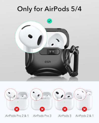 ESR for AirPods 5/4 Case, Compatible with MagSafe, Drop-Proof Lock, Black - color: Black, size: AirPods 5&4 Case