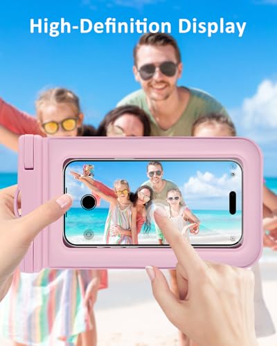 Floating Waterproof Phone Pouch, Up to 8.3", 2 Pack - Pink | Touchscreen, IP68 Waterproof Phone Case, Adjustable Lanyard, Fits All Phones - Kayak Beach Cruise Ship Travel Essentials - color: Pink