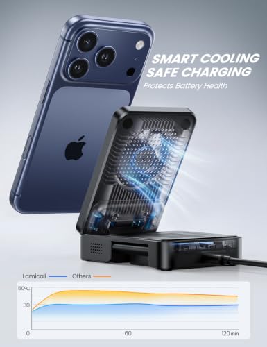 Lamicall Magnetic 3 in 1 Foldable Charging Station for Apple MagSafe - color: Black