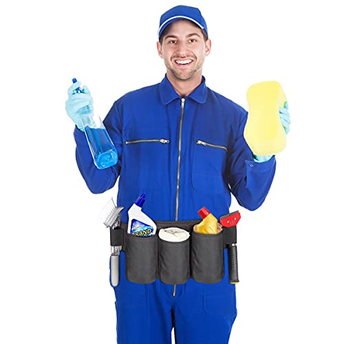 Tool Pouch, Waist Tools Bag Belt, Bottle Holster, Heavy Duty Working Tool Apron for Janitorial, Custodial, Housekeeping, Cleaning