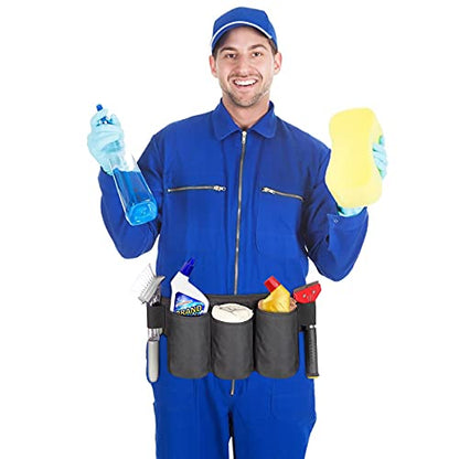 Tool Pouch, Waist Tools Bag Belt, Bottle Holster, Heavy Duty Working Tool Apron for Janitorial, Custodial, Housekeeping, Cleaning
