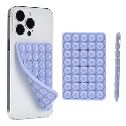 Silicone Suction Phone Case Adhesive Mount, Hands-Free Strong Grip Holder for Selfies, Silicon Adhesive Stand Sticky for Cell Phone (Purple) - color: Purple