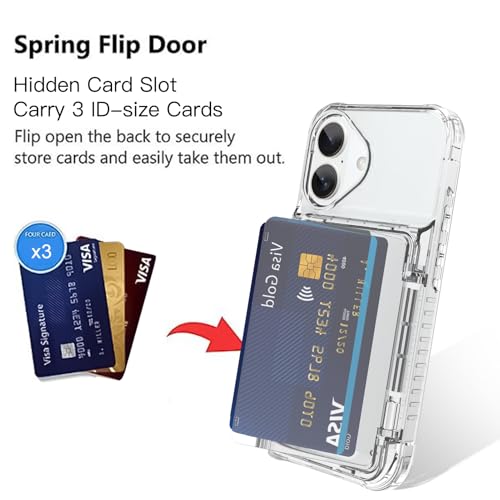 Wallet Case for iPhone 17 with 3 Credit Card Holder Slot Clear | Shockproof Hybrid Heavy Duty Protection Transparent Phone Cover Compatible with iPhone 17 6.3 Inch (Clear) - color: Clear, size: iPhone 17