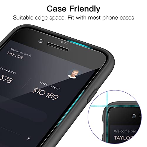 JETech Screen Protector for iPhone SE 3/2, iPhone 8/7, Black, 3-Pack | Full-Coverage, Black Edge Tempered Glass, Easy Installation Tool, HD Clear, Case-Friendly - size: iPhone SE 3/2, iPhone 8/7