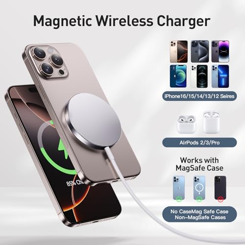 RYND 2026 Latest Magnetic Wireless Charger for iPhone: Mag Safe Charger Fast Charging Pad Compatible with iPhone 17 16 15 14 13 12 Pro Max Plus & Airpods 2 3 4Pro(3 Pack)
