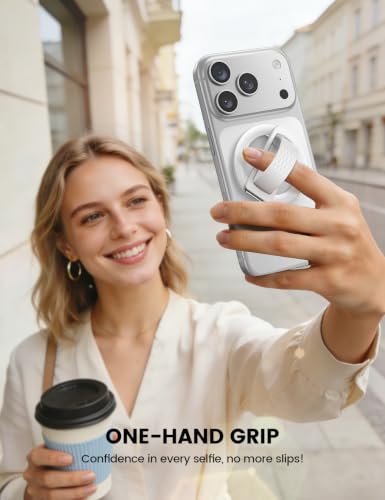 Lamicall Magnetic Phone Grip Silicone Finger Loop for MagSafe - color: Snow White - Zinc Alloy - Silicone Grip