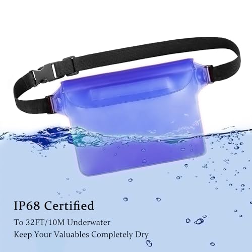 CADONO 2-Pack Waterproof Pouch with Adjustable Waist Strap | Screen Touch Sensitive Dry Bag, Keep Your Phone and Valuables Dry, Perfect for Swimming Kayaking Boating Fishing Beach Diving - color: Black+Blue