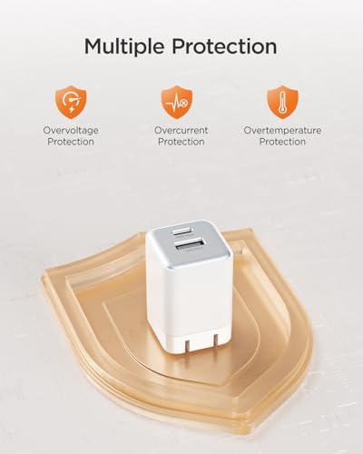 wegear 30W Fast Charger, Dual Port USB C Wall Charger with Foldable Plug - color: White, size: 2 Packs