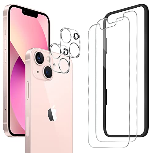 ArmorSuit 2 Pack Glass Screen Protector Designed for iPhone 13 [Case Friendly] + 2 Pack Camera Lens Protector, Tempered Glass 9H+ Hardness (Alignment Tool Included) - size: iPhone 13 6.1 inch