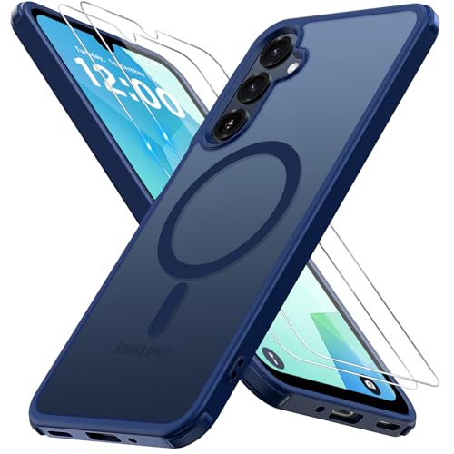 for Samsung Galaxy A16 5G Case with 2X Screen Protector, Magnetic Military Grade Shockproof Case Translucent Back Slim Rugged Bumper Cover for Galaxy A16 5G Phone Case-6.7 inch, Blue - color: Blue