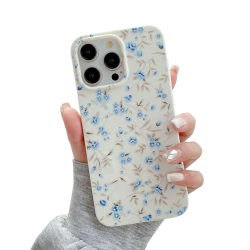 QLTYPRI for iPhone 13 Pro Case Cute Pink Floral Flower, Blue | Cute Flower Pattern Aesthetic Phone Case,Raised Camera Protection,Slim Soft TPU Shockproof Protective Cover for Girls Women - color: Blue, size: iPhone 13 Pro