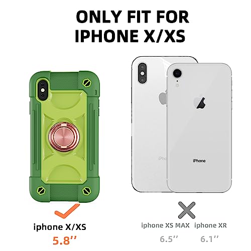 MARKILL Compatible with iPhone X/iPhone Xs Case 5.8 Inch with Ring Stand, Heavy-Duty Military Grade Shockproof Phone Cover for iPhone X/XS. Avocado - color: Avocado, size: iPhone X/iPhone XS 5.8"
