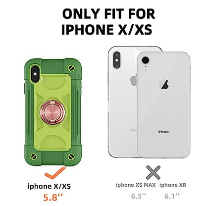 MARKILL Compatible with iPhone X/iPhone Xs Case 5.8 Inch with Ring Stand, Heavy-Duty Military Grade Shockproof Phone Cover for iPhone X/XS. Avocado - color: Avocado, size: iPhone X/iPhone XS 5.8"