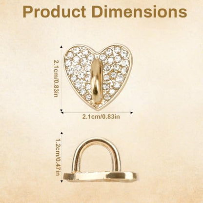 8pcs Rhinestone Heart Phone Charm Holder, 0.83inch Cell Phone Charm Hook - color: gold, size: 2.1cm