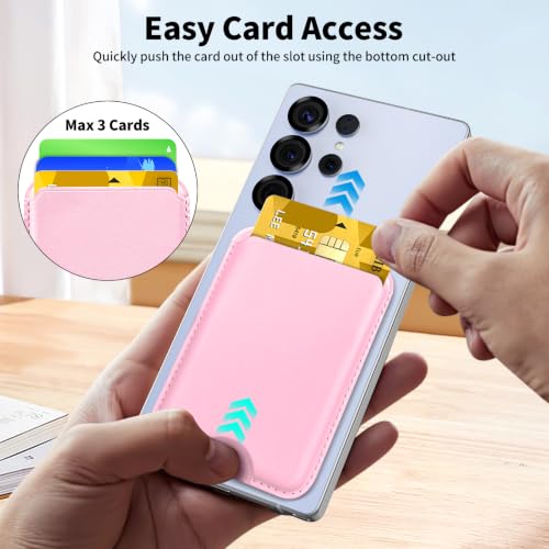 Magnetic Wallet for Samsung & iPhone with Magsafe Case, Pink - color: Pink