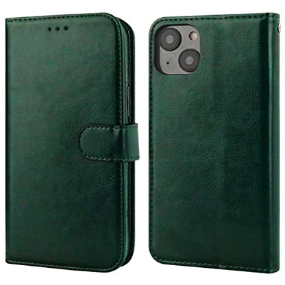 Bocasal Detachable Wallet Case Card Holder for iPhone 14, Green | RFID Blocking Kickstand Card Slots Holder PU Leather Magnetic Shockproof Wrist Strap Removable Flip Protective Cover 6.1 inch - color: Green