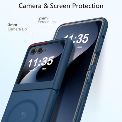 GUAGUA for Motorola Razr 2024 Case/Razr 2025 Case, Magnetic Cases Translucent Matte Back [Compatible with Magsafe] Slim Protective Shockproof Phone Case for Moto Razr 2024/2025 6.9'', Blue - color: Blue
