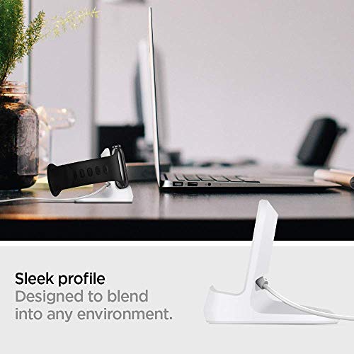 Spigen for Apple Watch Charger Stand, Durable TPU with Non-Slip Base - color: White, size: Classic