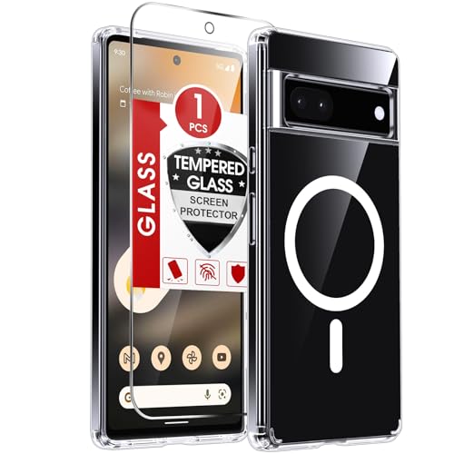 LeYi for Pixel-6A Case: Google Pixel 6A Phone Case [MagSafe Fit] with Pixel 6A Screen Protector, Non-Slip Soft Bumper & Full Body Protection para Pixel 6A Case Refurbished Renewed Smartphone, Clear - color: Clear, size: Pixel 6a (6.1 Inch)