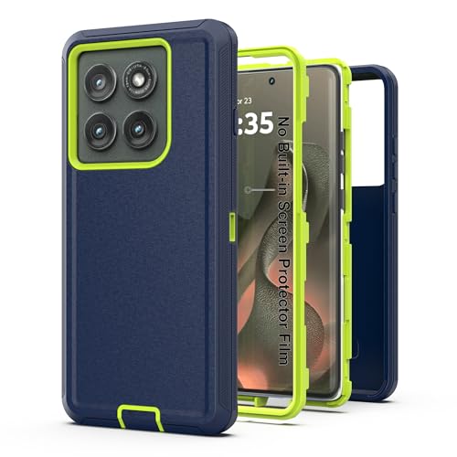 for Motorola Moto Edge 5G 2025 Case, Heavy Duty Protective Case with [3 in 1] Rugged Rubber Shockproof Protection Cover for Moto Edge 2025(Dark Blue/Green) - color: Dark blue/Green