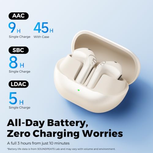SoundPEATS Air6 HS LDAC Hi-Res Wireless Earbuds, Bluetooth 6.0, 13mm Driver - color: Beige
