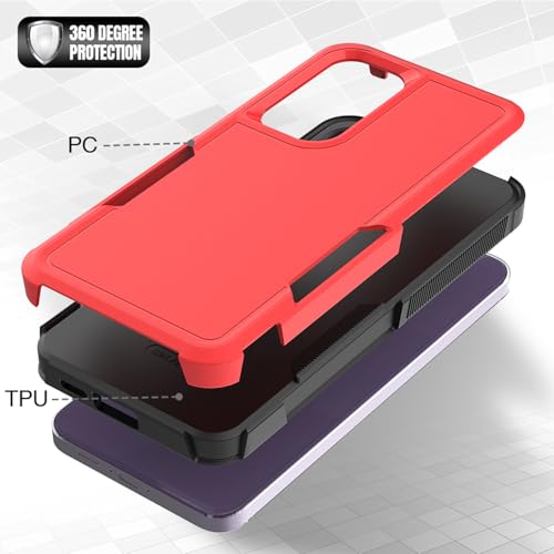 Dionsibei Designed for Samsung Galaxy A52 5G Case 2 in 1 Military Grade Drop Heavy Duty Rugged Shockproof Protective Cover Case for Galaxy A52 5G Phone Case (Red) - color: Red