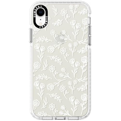 Dumkery Cute White Flowers Phone Case Compatible with iPhone XR, Floral Aesthetic Pattern, Soft TPU Full Body Protection Shockproof Bumper Cover for Girls Women - size: iPhone XR