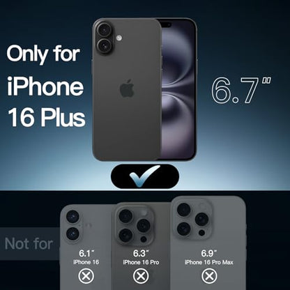 JETech Case for iPhone 16 Plus, Anti-Yellowing, Black | Shockproof Protection, Scratch Resistant Hard PC Back, Durable Transparent TPU Bumper - color: Black, size: iPhone 16 Plus