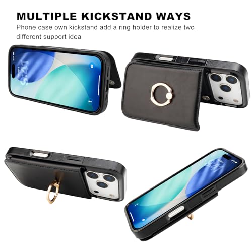 ONETOP for iPhone 18/17 Pro Wallet Case with Credit Card Holder,Black - color: Black