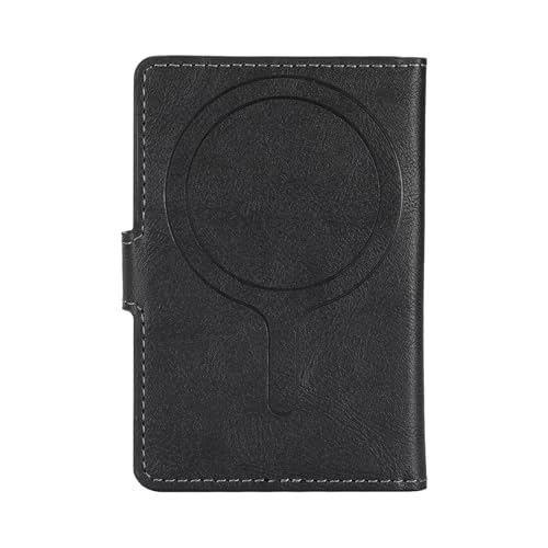Ultra-Thin Magnetic Wallet Card Holder, Black | For iPhone and All MagSafe Protective Cases, Premium PU Leather, Powerful Magnetic Closure, Stand Function, 6 Card Slots - color: Black