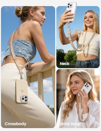 Lamicall Phone Lanyard Crossbody, Wide Adjustable Anti-Theft Strap 2 Pack - color: Beige