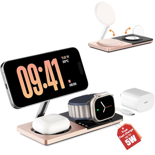 PETINO 3 in 1 Wireless Charging Station for Apple Devices with MagSafe - color: Golden