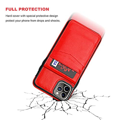 KIHUWEY for iPhone 11 Pro Max Wallet Case Card Holder Kickstand, Red | Credit Card Slots, PU Leather, Magnetic Clasp, Flip Heavy Duty Protection Cover for Men and Women - color: Red